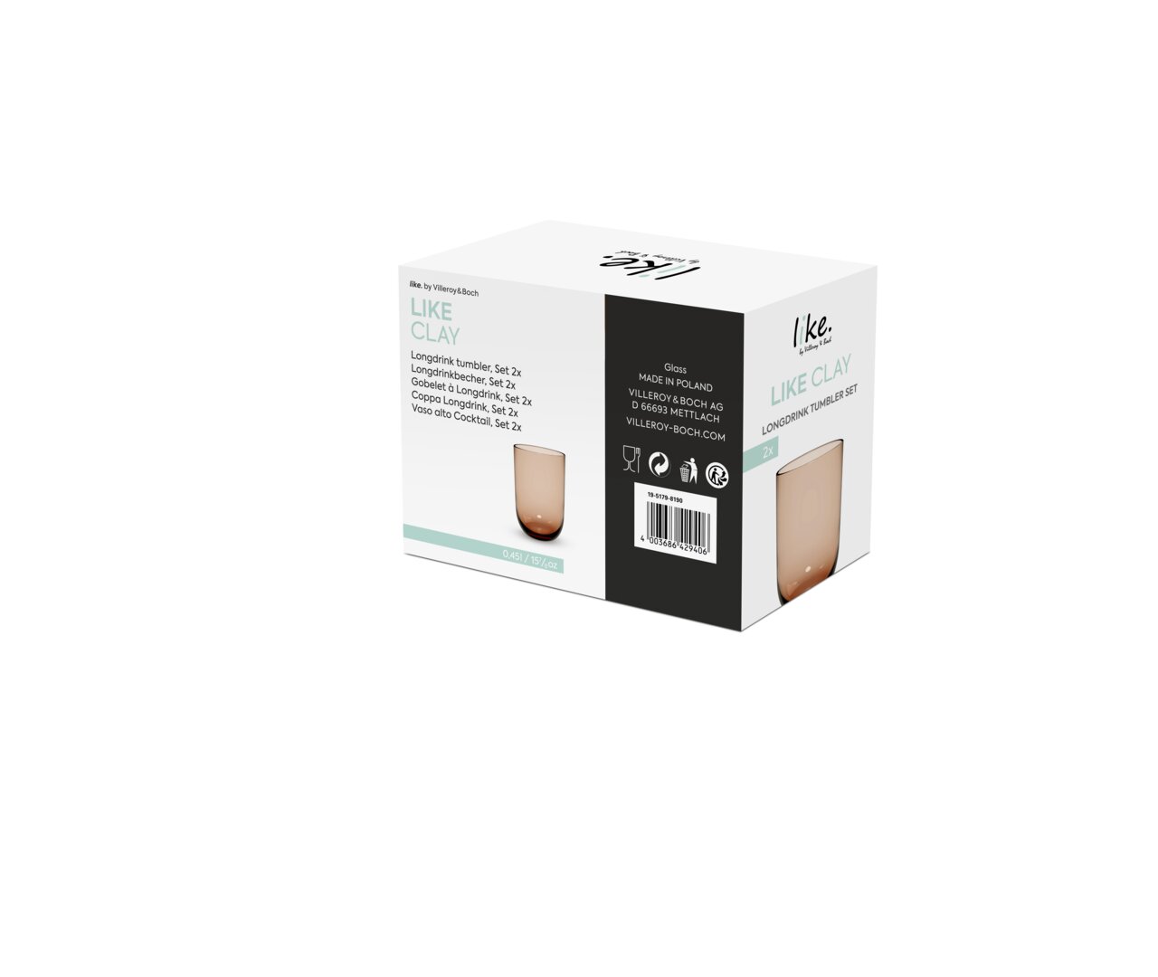 Verpackung des Longdrinkbecher Sets 2-tlg. von Villeroy & Boch, Perspektive von schräg vorne