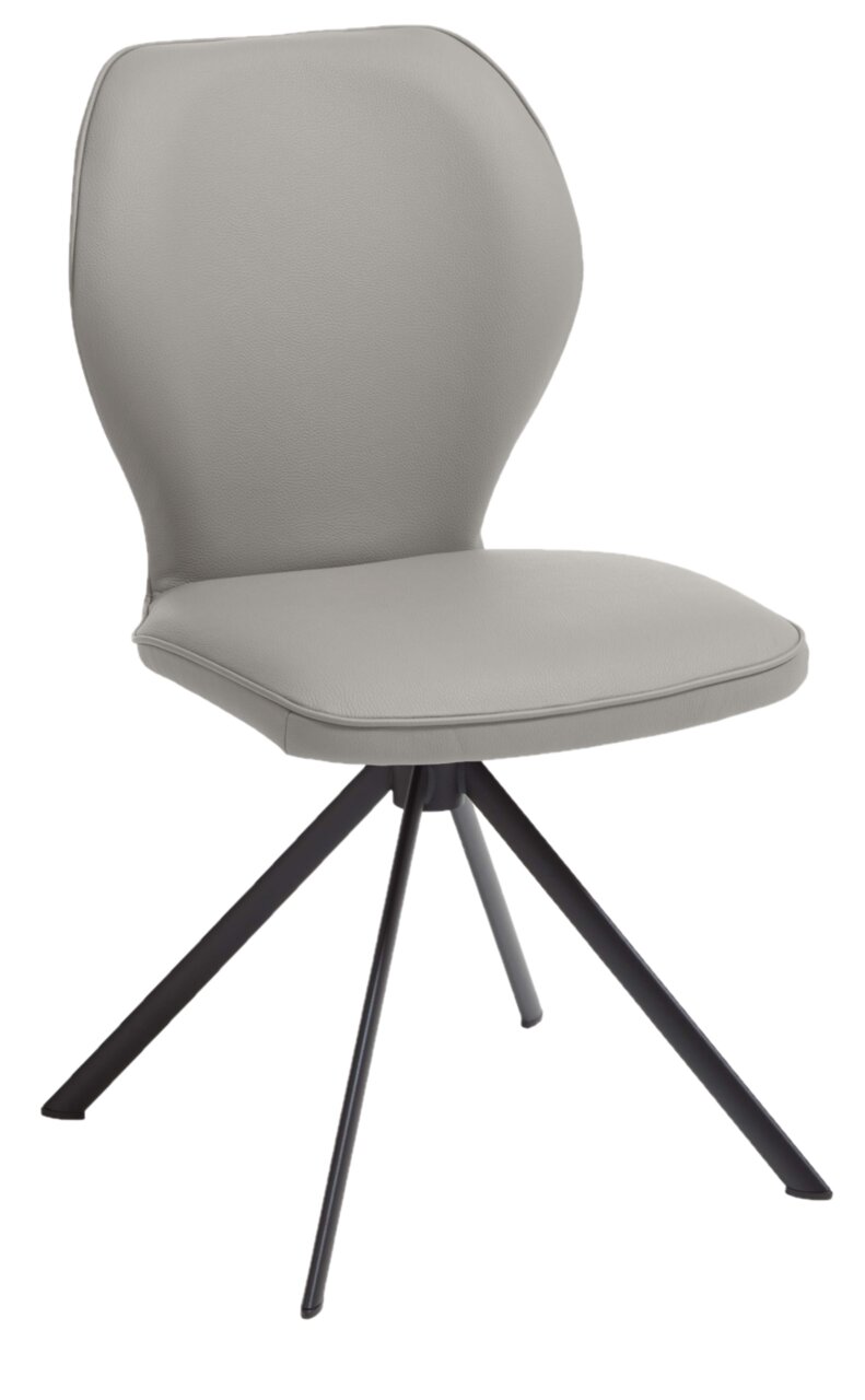 Valdera Stuhl COLORADO-TREND-LINE Moderner grauer Stuhl mit gepolsterter Sitzfläche und Rückenlehne, auf schwarzem Metallgestell, seitliche Perspektive