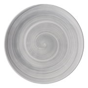 Grauer Dessertteller mit spiralförmigem Muster, Draufsicht