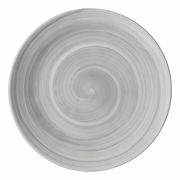 Grauer Dessertteller mit spiralförmigem Muster, Draufsicht