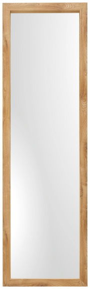 Standspiegel mit Holzrahmen, frontal fotografiert