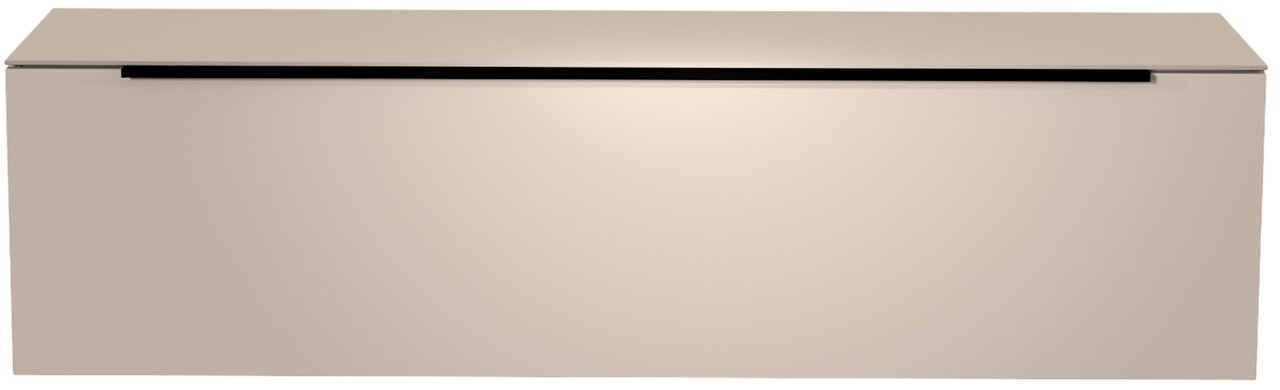 Hangend lowboard in beige, gezien vanaf de voorkant