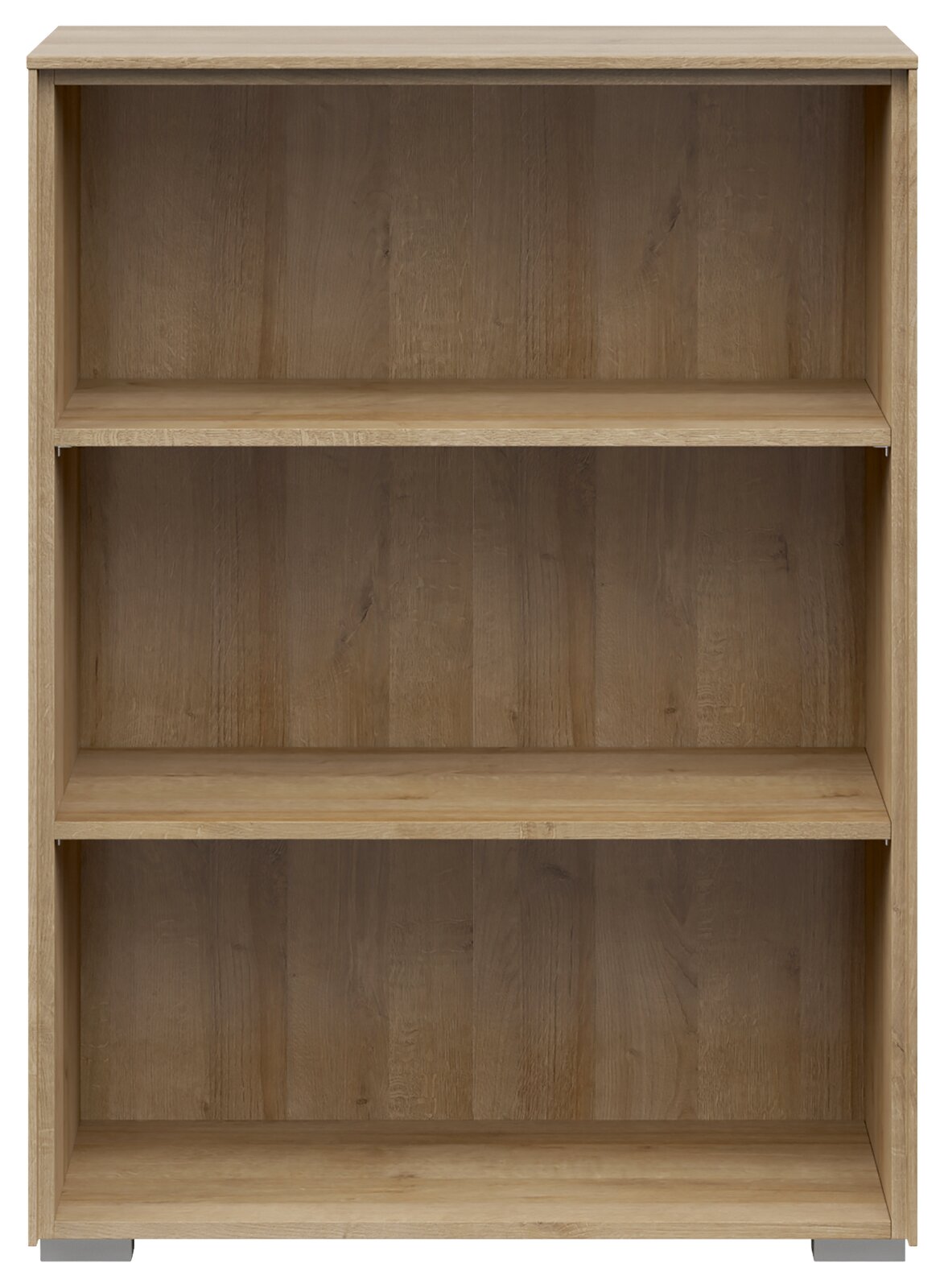 Holz-Aktenregal mit drei offenen Fächern, frontale Ansicht