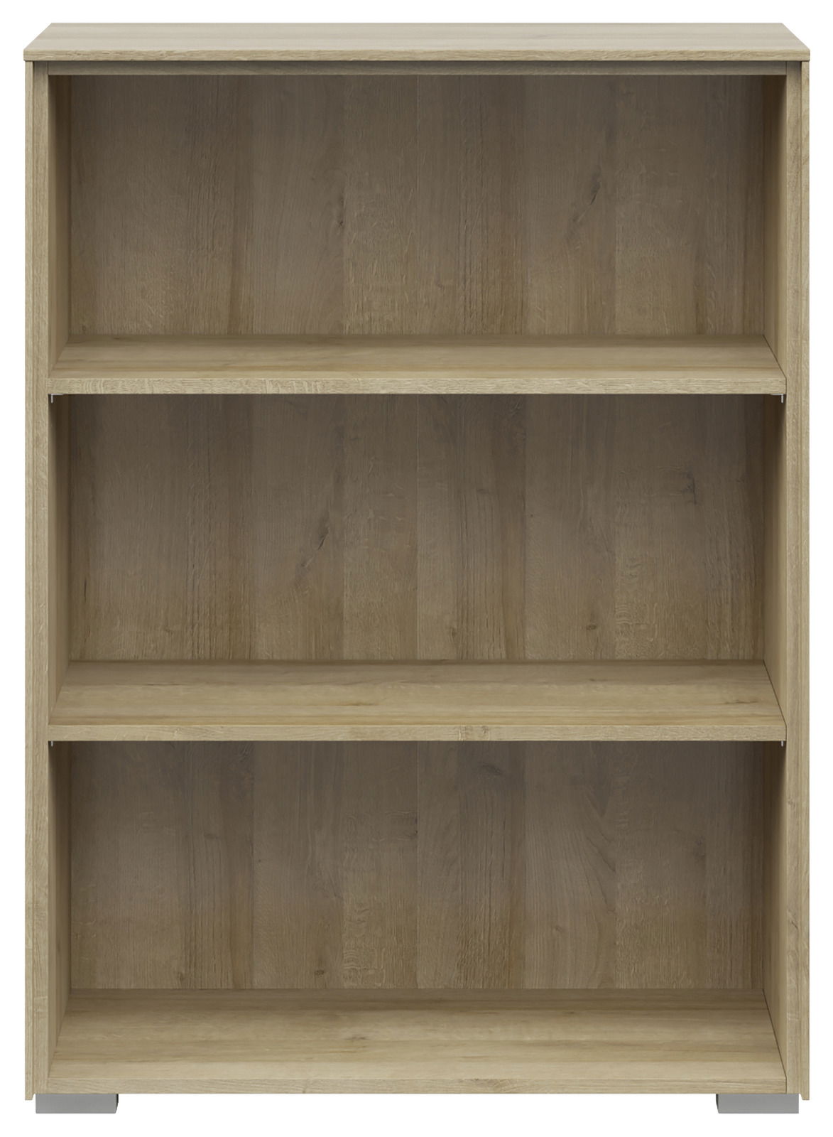 Holz-Aktenregal mit drei offenen Fächern, frontale Ansicht