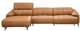 Braune Ledercouch mit Longchair, Frontalansicht