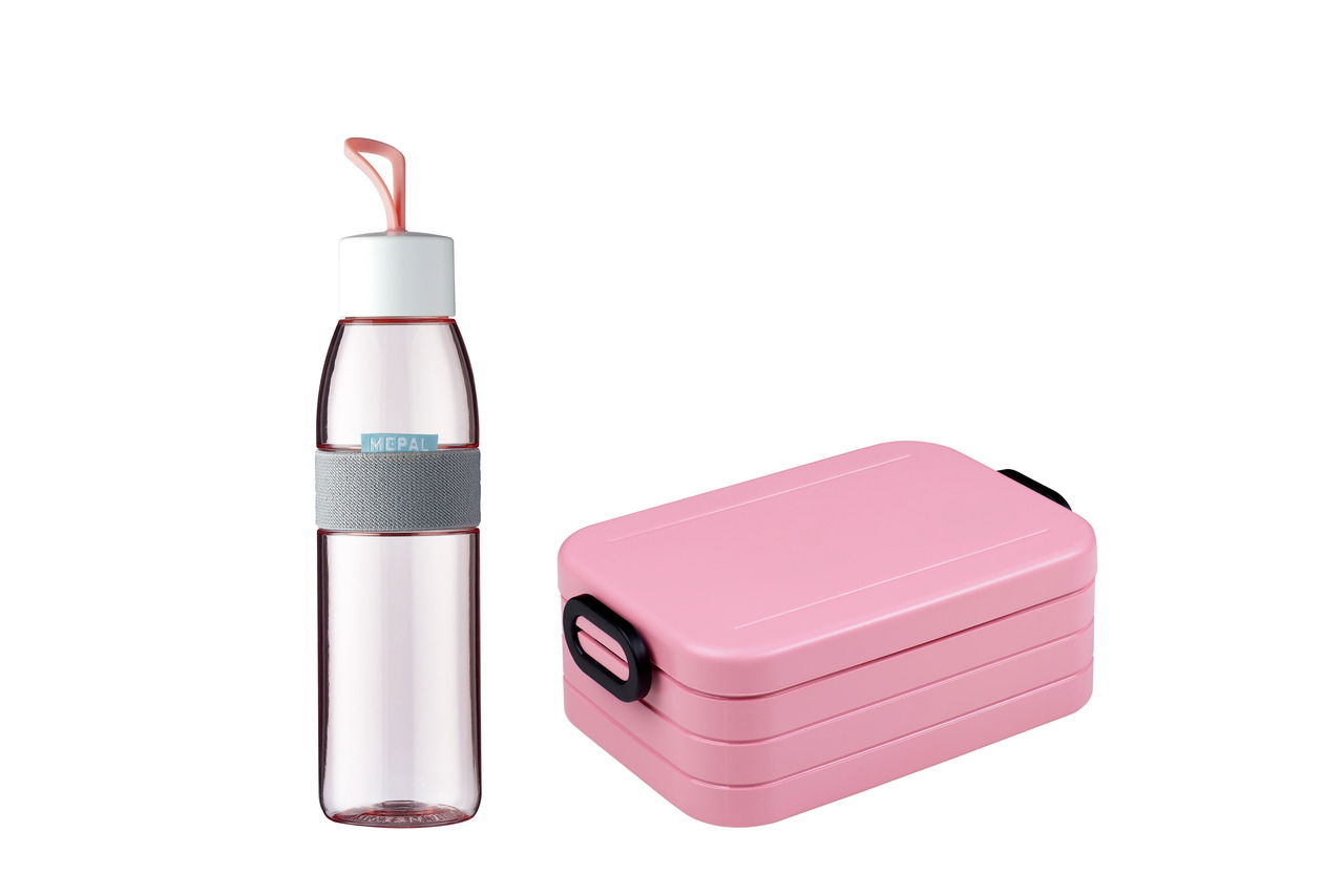 Mepal Lunch-Set 2-tlg. nordic pink Lunch-Set 2-teilig in nordic pink, bestehend aus einer Trinkflasche und einer Brotdose, seitliche Ansicht
