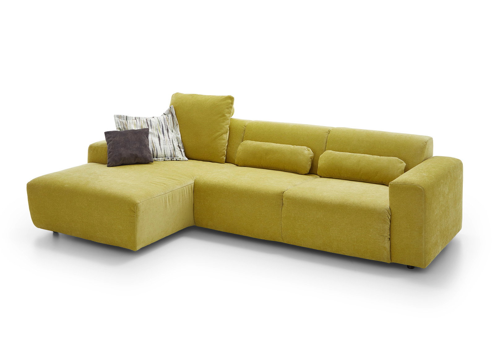 Beldomo Style Longchairkombination ERLANGEN Grüne Longchairkombination Beldomo Style ERLANGEN mit mehreren Kissen, seitliche Perspektive