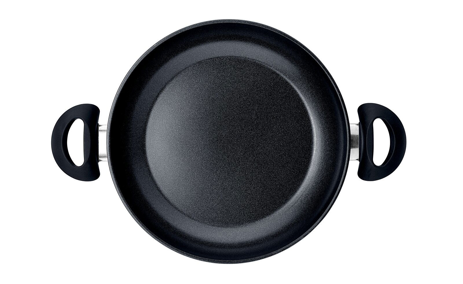 Servierpfanne 28cm mit schwarzen Griffen, Draufsicht