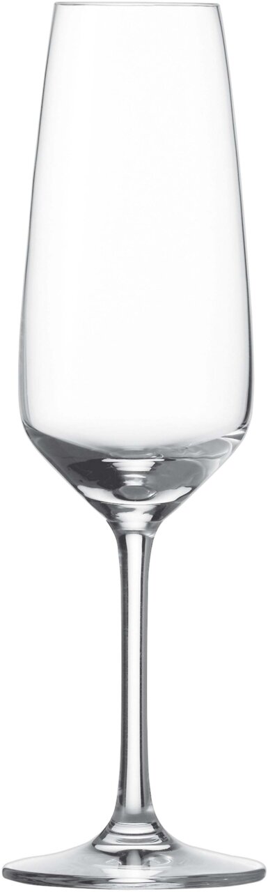 Sektglas Tulip in Seitenansicht, elegantes Design mit langem Stiel und tulpenförmigem Kelch.
