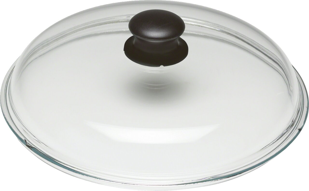 Glasdeckel mit schwarzem Griff, Draufsicht