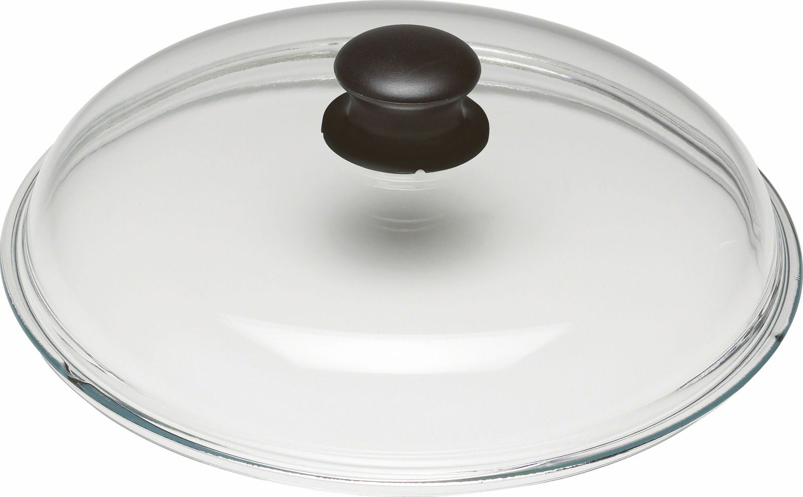 Glasdeckel mit schwarzem Griff, Draufsicht