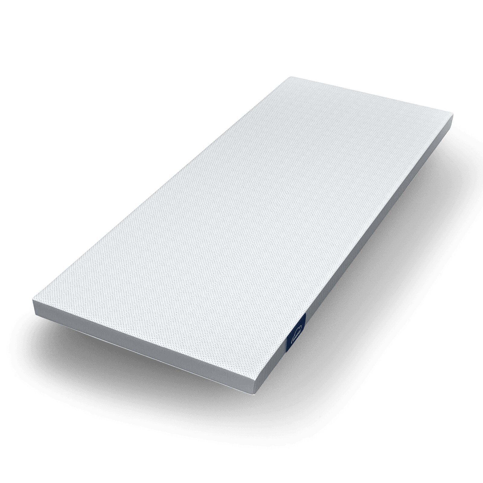 Genius Topper Classic 80x200cm EAZZZY EaZzzy Topper Classic 80*200*7 von schräg oben betrachtet, weißer Matratzentopper mit strukturierter Oberfläche