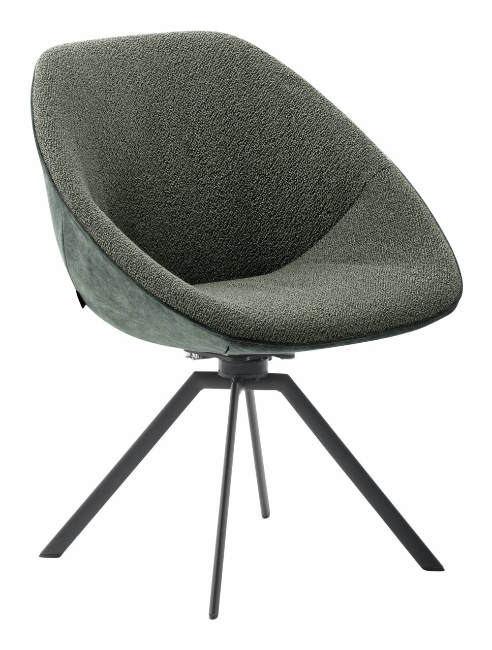 Venjakob Stuhl LIV Moderner Stuhl mit grauem Stoffbezug und schwarzem Metallgestell, seitliche Perspektive