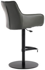 Moderner Barhocker Novel YUKI in seitlicher Ansicht mit schwarzem Gestell und dunkelgrauem Sitz.