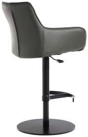 Moderner Barhocker Novel YUKI in seitlicher Ansicht mit schwarzem Gestell und dunkelgrauem Sitz.