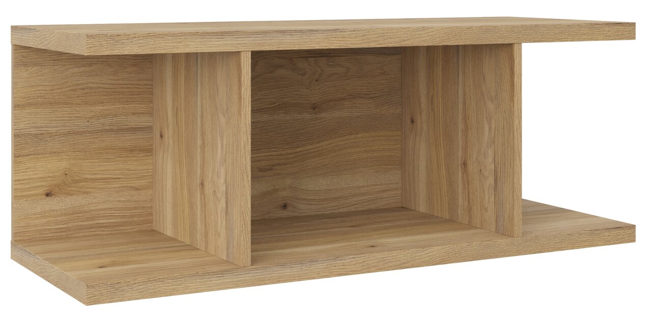 Holz-Aufsatzregal in Eichenoptik, seitliche Perspektive