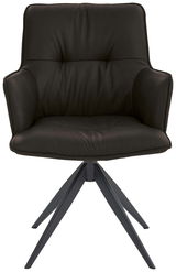 Vorderansicht eines modernen, schwarzen Design-Schalensessels mit gepolstertem Sitz und Metallbeinen.