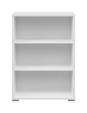 Weißes Aktenregal mit drei offenen Fächern, frontale Ansicht