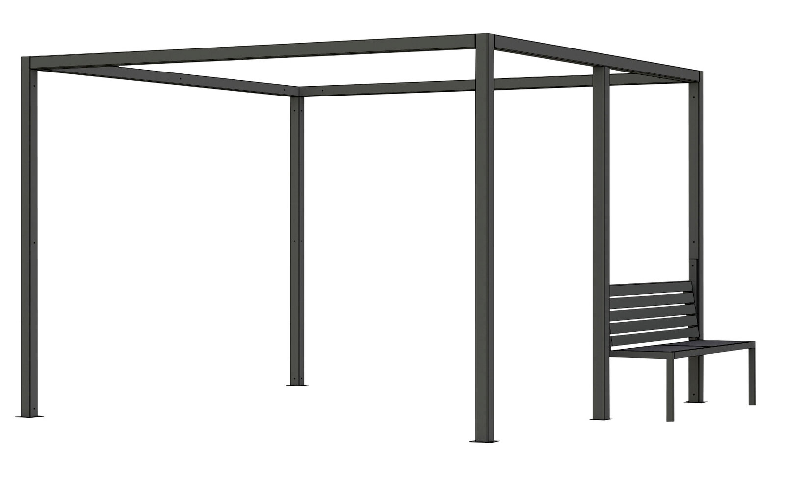 Siena Garden Bank SCHATTENMANUFAKTUR Metallrahmen mit integrierter Bank, seitliche Perspektive