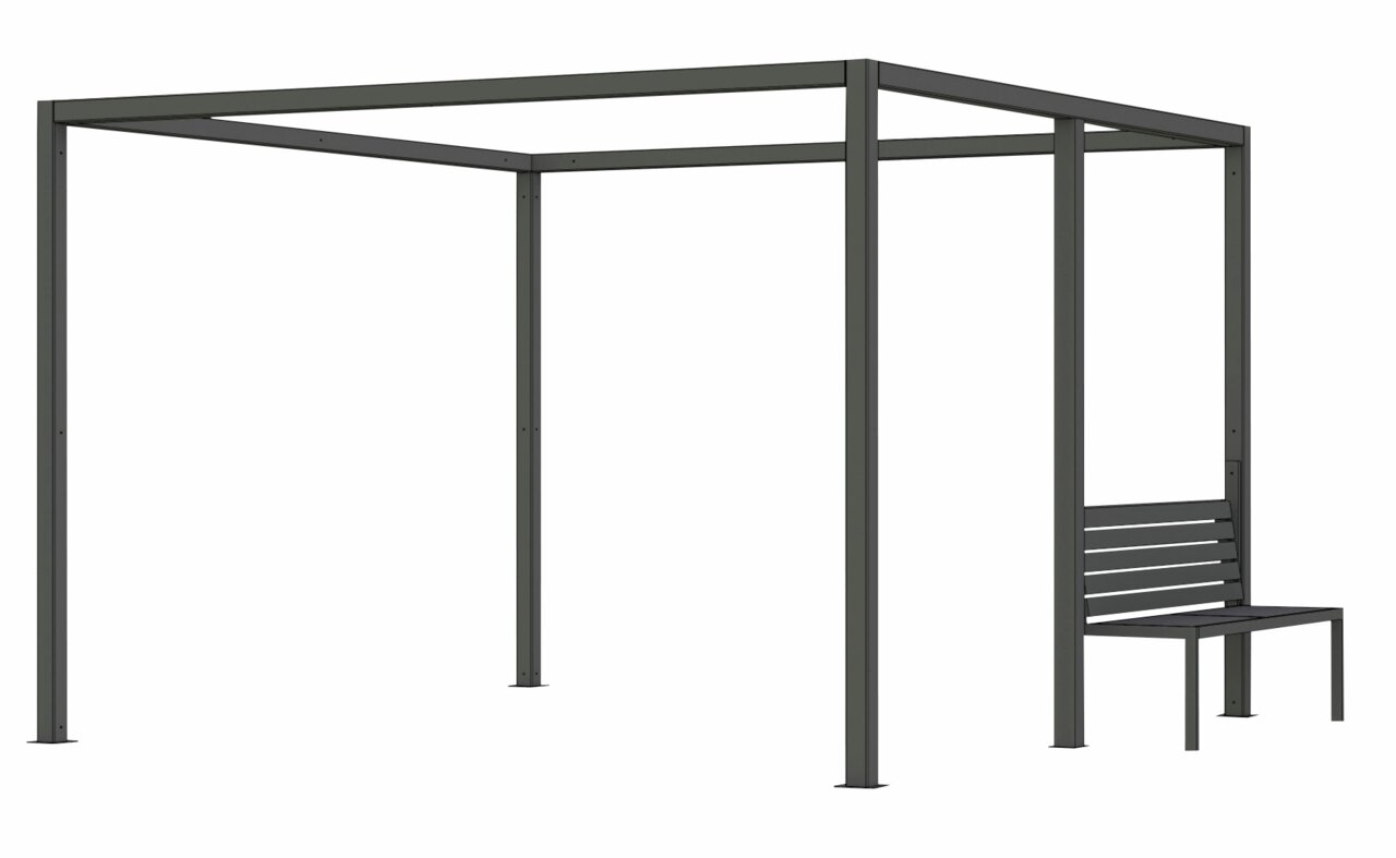 Siena Garden Bank SCHATTENMANUFAKTUR Metallrahmen mit integrierter Bank, seitliche Perspektive