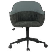 Moderner Drehstuhl in Grau mit gepolstertem Sitz und Rückenlehne, Vorderansicht