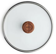 Glasdeckel mit Holzgriff, Draufsicht, Durchmesser 24 cm