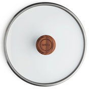 Glasdeckel mit Holzgriff, Draufsicht, Durchmesser 24 cm