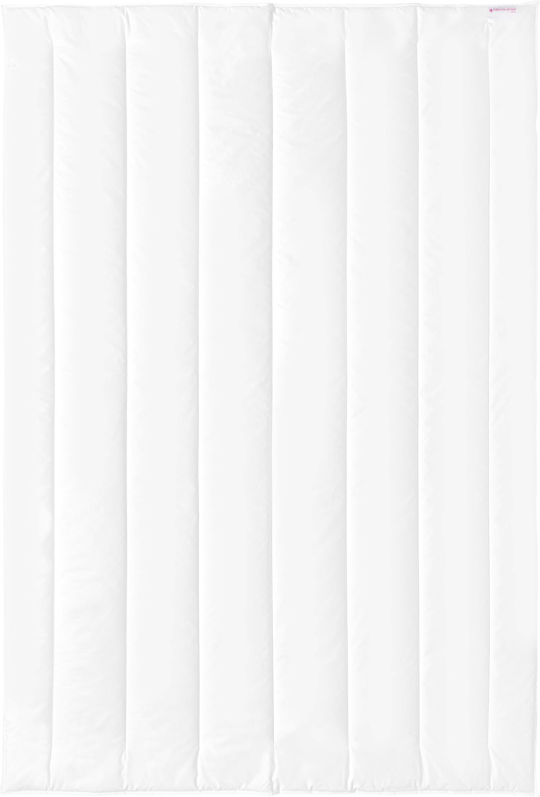 Weiße Sommerbettdecke in der Größe 135x200 cm, von oben betrachtet, mit gestepptem Design.