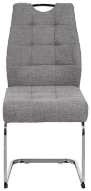 Grauer Schwingstuhl mit gepolsterter Sitzfläche und Rückenlehne, Vorderansicht