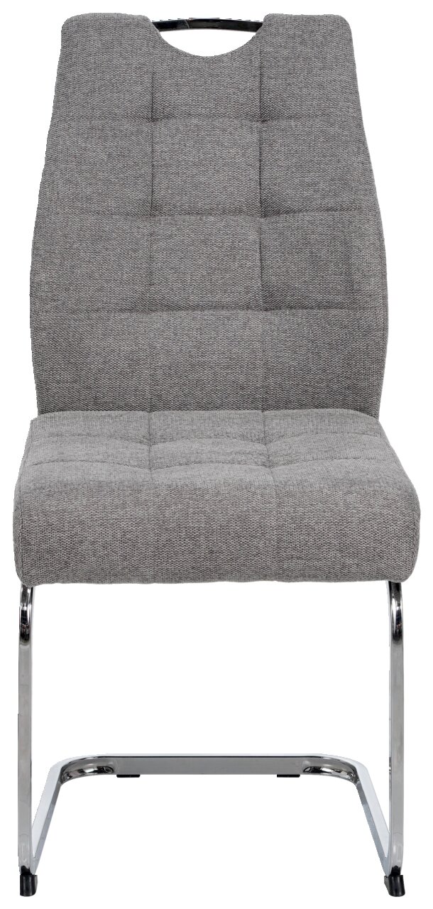 Grauer Schwingstuhl mit gepolsterter Sitzfläche und Rückenlehne, Vorderansicht