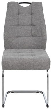 Grauer Schwingstuhl mit gepolsterter Sitzfläche und Rückenlehne, Vorderansicht