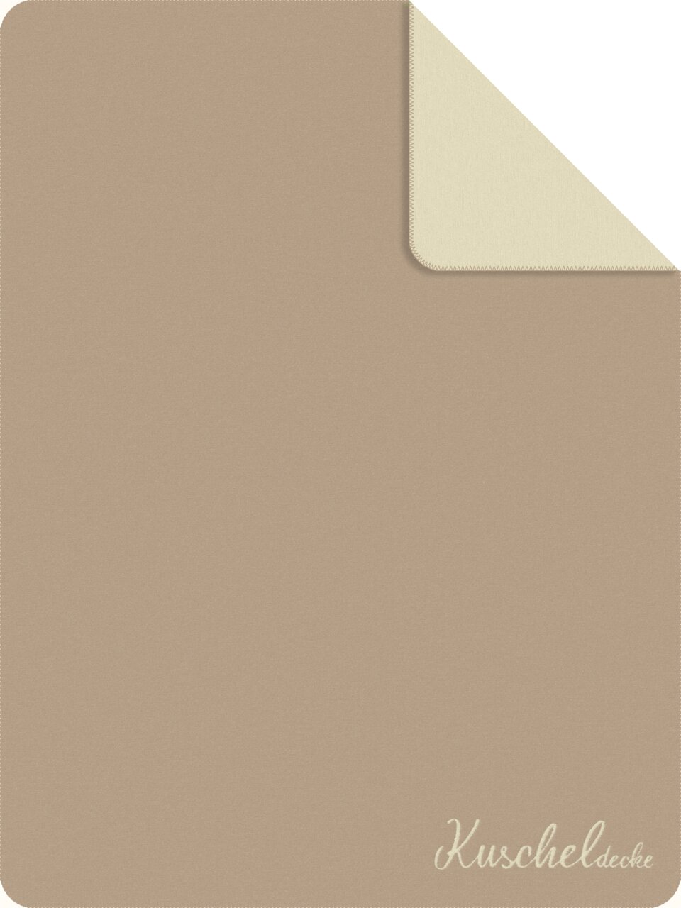 IBENA Jacquard Wohndecke KUSCHELDECKE Beige Jacquard-Decke 150x200cm mit umgeschlagener Ecke, Aufsicht