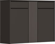 Vorderansicht eines XL-Hängeschuhschranks in dunkler Farbe mit zwei Türen und einem geriffelten Mittelteil.