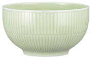 Müslischale 15 cm in Seladon-Grün mit geriffeltem Design, seitliche Perspektive