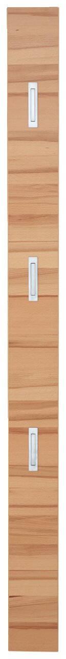 Garderobenpaneel aus Holz mit drei Haken, frontale Ansicht