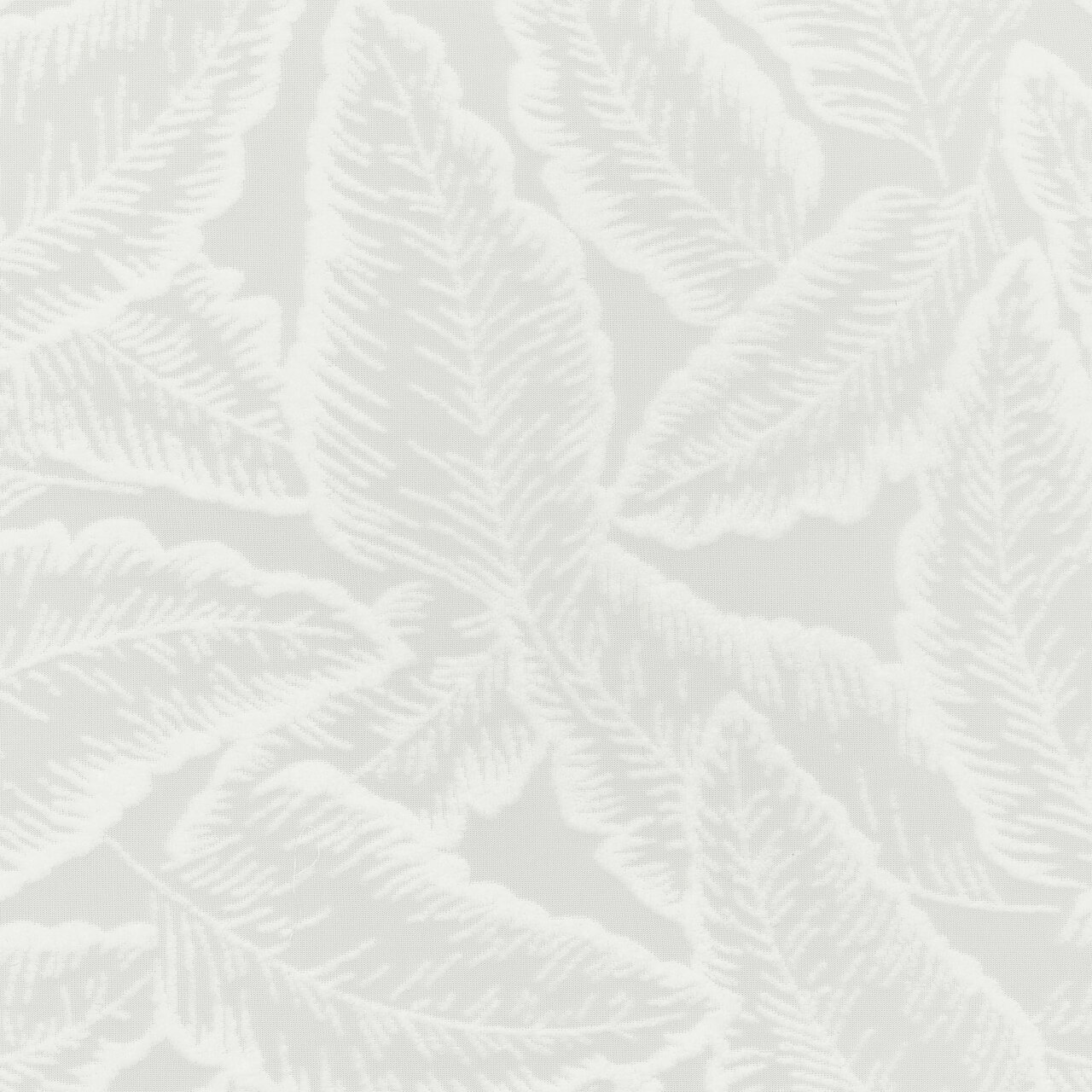 Nahaufnahme eines Fertigvorhangs mit weißem Blattmuster auf transparentem Hintergrund