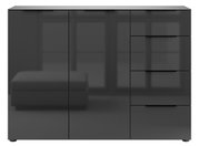Modernes schwarzes Sideboard mit Hochglanzoberfläche, Frontalansicht