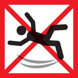 Warnsymbol gegen Ausrutschen in der Badewanne, aus der Vogelperspektive