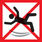 Warnsymbol gegen Ausrutschen in der Badewanne, aus der Vogelperspektive