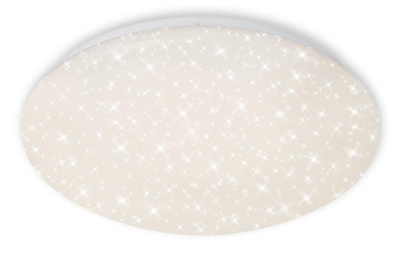 Runde LED-Deckenleuchte mit Sternenhimmel-Effekt, von unten betrachtet