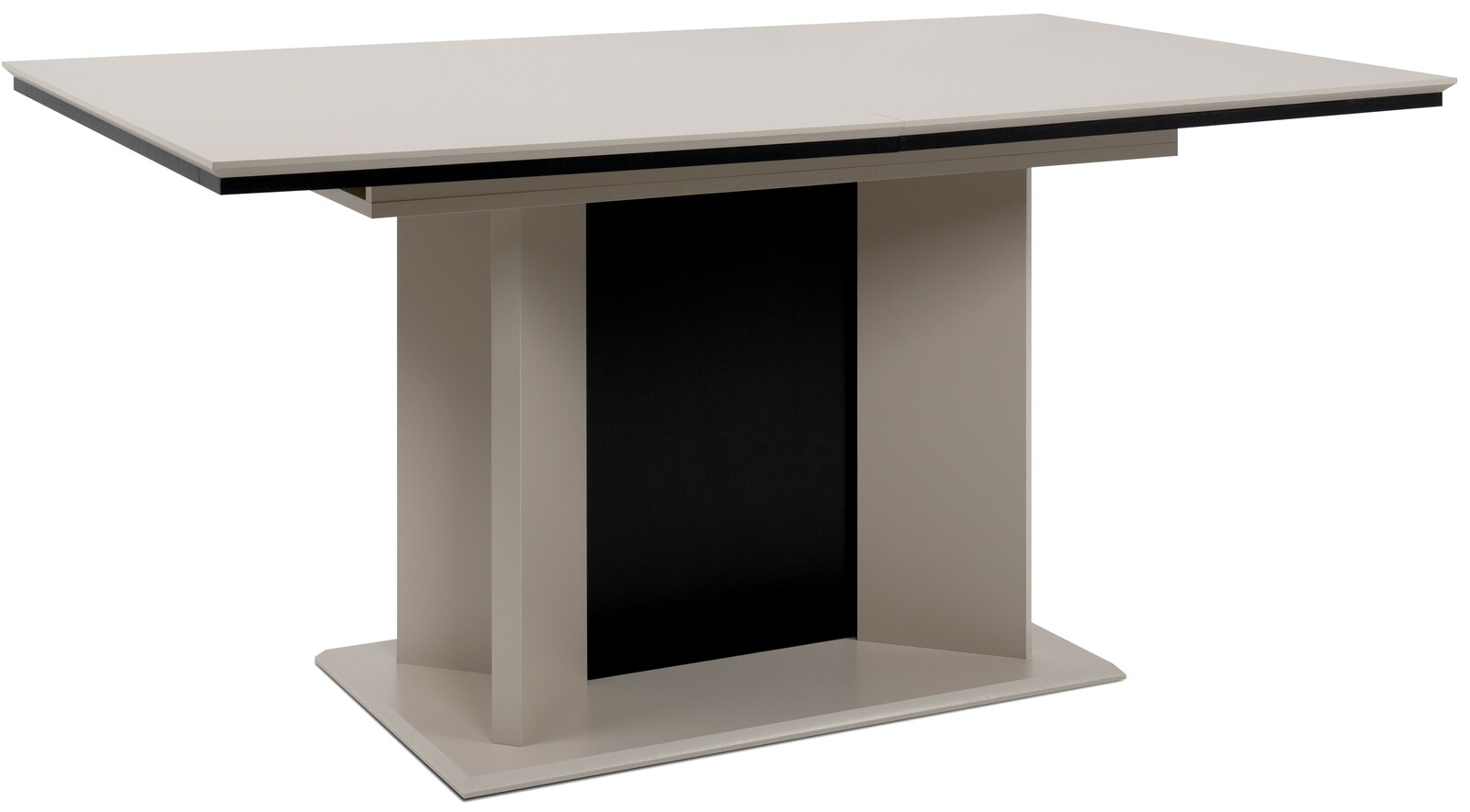Z2 Funktions-Esstisch NOVARA Moderner Esstisch mit rechteckiger Tischplatte und zentralem Standfuß, seitliche Perspektive