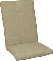 Beige Mittellehnerauflage aus Stoff, seitliche Perspektive
