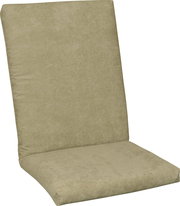 Beige Mittellehnerauflage aus Stoff, seitliche Perspektive