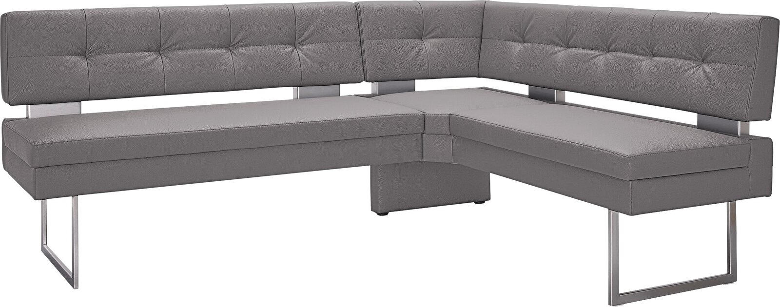 Dieter Knoll Eckbank LIMONE Graue Eckbank mit modernem Design und Metallbeinen, seitliche Perspektive