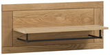 Garderobenpaneel aus Holz mit Ablage und schwarzer Metallstange, seitliche Perspektive