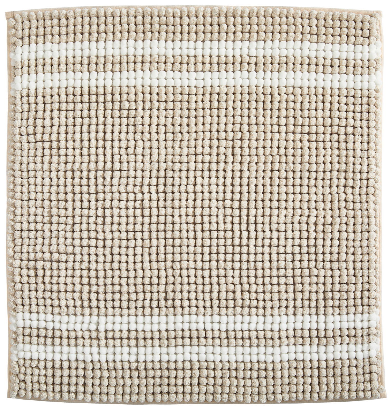 Badematte mit beigem und weißem Streifenmuster, Draufsicht