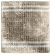 Badematte mit beigem und weißem Streifenmuster, Draufsicht