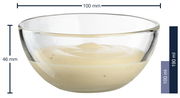 Glas-Schale Cucina 10cm, gefüllt mit einer hellen Creme, seitliche Perspektive