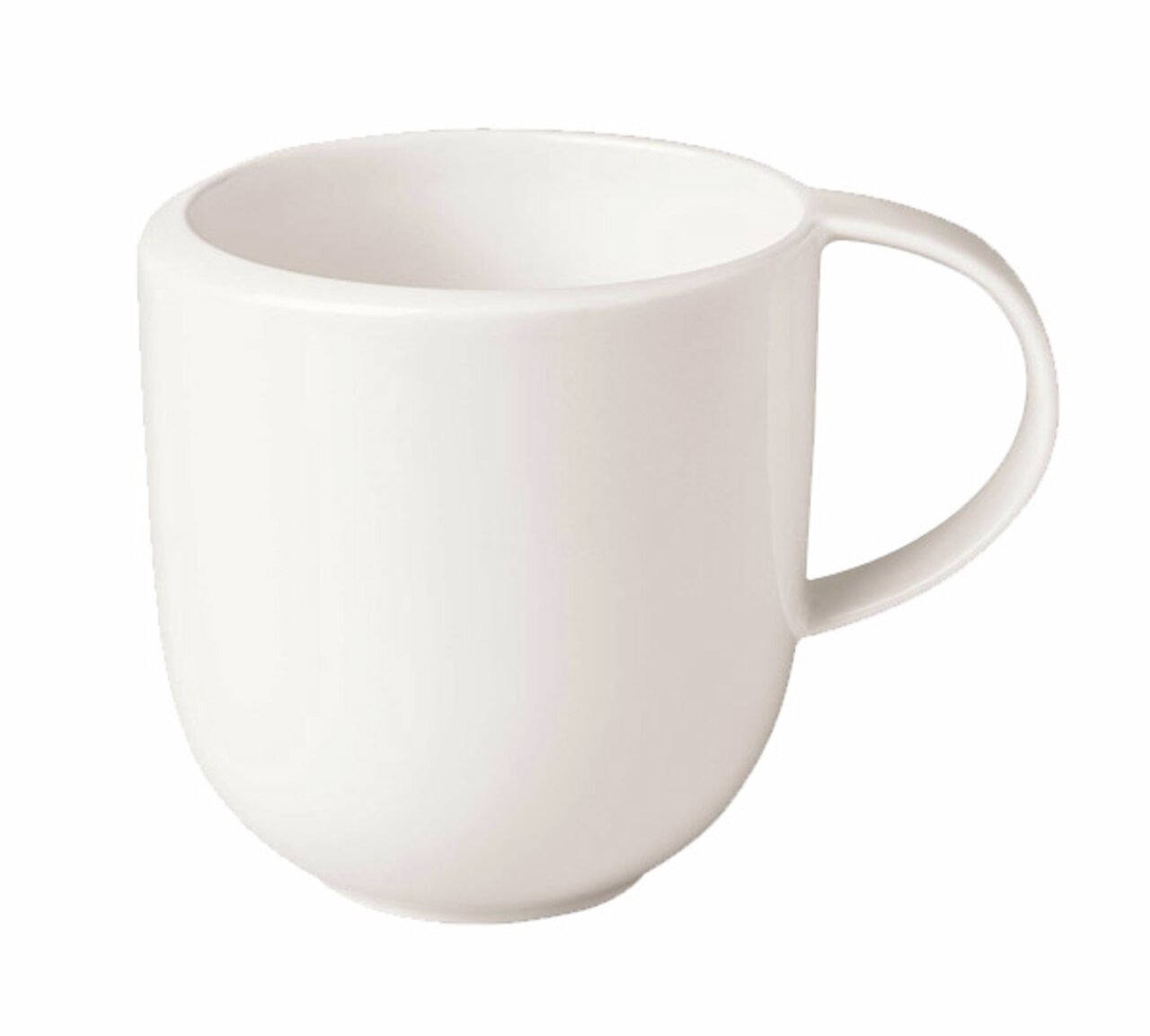 Weißer Kaffeebecher NewMoon 310ml, seitliche Perspektive