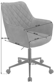 Moderner Drehstuhl mit gepolsterter Sitzfläche und Rückenlehne in Rautensteppung, Seitenansicht.